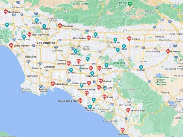 Water Damage Repair Service Areas In Los Angeles County, Riverside County, Orange County and San Bernardino County